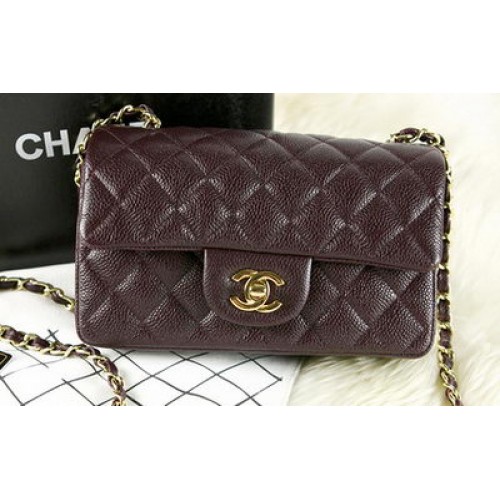 Minibolso Chanel Classic Flap Borgoña Original Cannage Pattern CHA1280 Oro