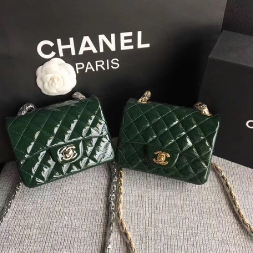 Chanel Classic Flap mini Bolso Cuero Original A1115 Verde