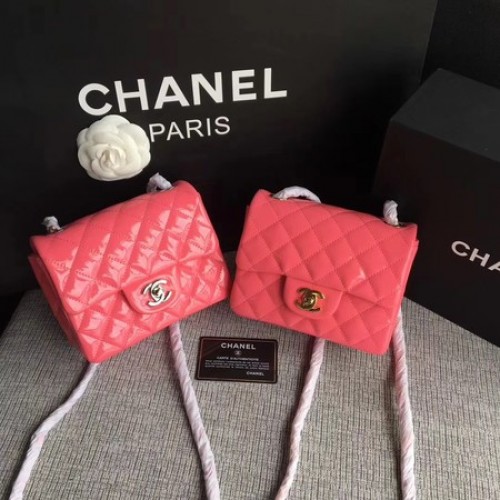 Chanel Classic Flap mini Bolso Cuero Original A1115 Rosa
