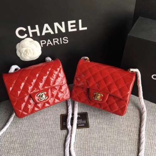 Chanel Classic Flap mini Bolso Cuero Original A1115 Rojo