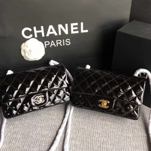 Chanel Classic Flap mini Bolso Cuero Original A1117 Negro