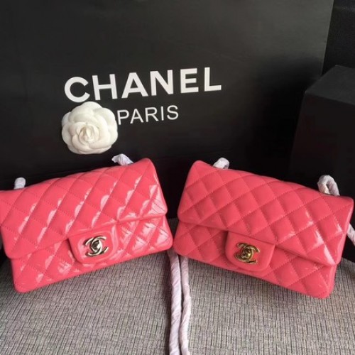 Chanel Classic Flap mini Bolso Cuero Original A1117 Rosa