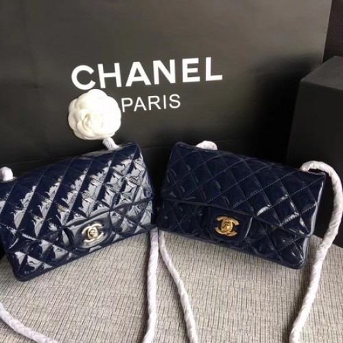 Chanel Classic Flap mini Bolso Cuero Original A1117 Royal