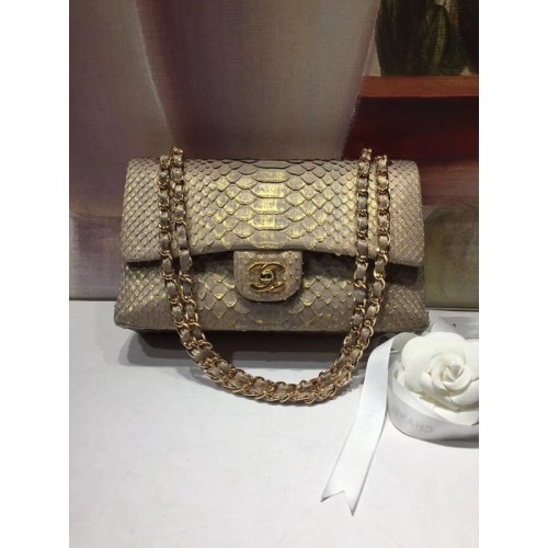 Bolso clásico Chanel Python Metal dorado A01112 dorado