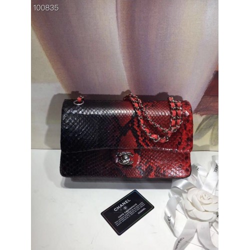Chanel Bolso clásico de piel de pitón A01112 Black&Red