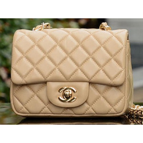 Chanel Classic MINI Flap Bag Apricot Sheepskin A37585 Oro