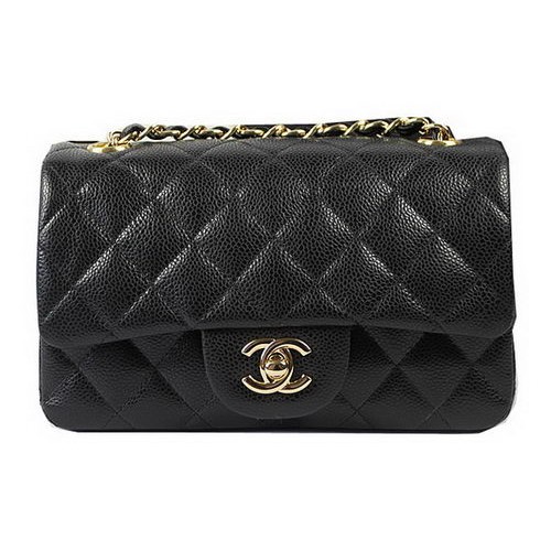 Chanel Classic MINI Flap Bag Negro Patrón Cannage CF1119 Oro