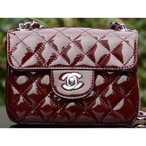 Chanel Classic MINI Flap Bag Royal Charol A1115 Plata