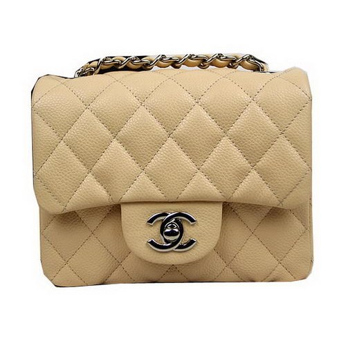 Chanel Classic MINI Flap Bag CF1115 Albaricoque Patrón Cannage Plata