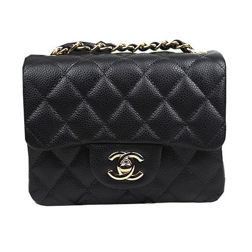 Chanel Classic MINI Flap Bag CF1115 Black Cannage Pattern Gold