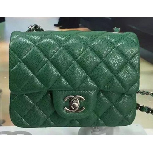 Chanel Classic MINI Flap Bag Cannage Patrón Cuero A8171 Verde