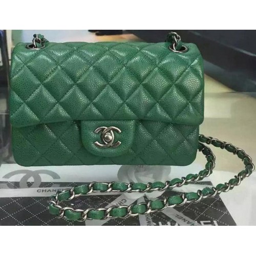 Chanel Classic MINI Flap Bag Cannage Patrón Cuero A8500 Verde