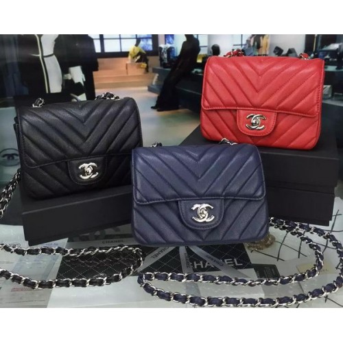 Chanel Classic MINI Bolso con solapa Chevron Caviar Leather V8171