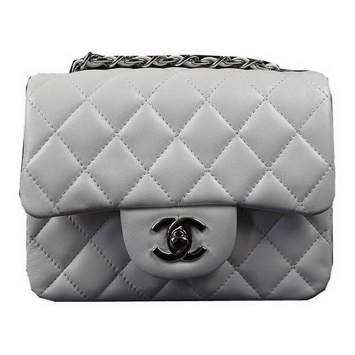 Chanel Classic MINI Flap Bag OffWhite Original Piel de Oveja CF1115 Plata