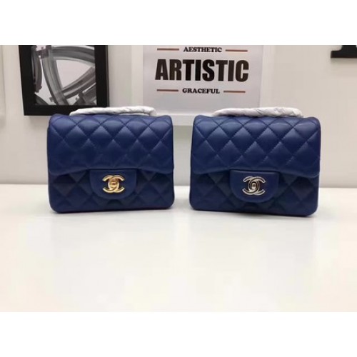 Chanel Classic MINI Flap Bag Original Piel de Oveja A1115 Azul