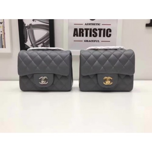 Chanel Classic MINI Flap Bag Original Piel de Oveja A1115 Gris