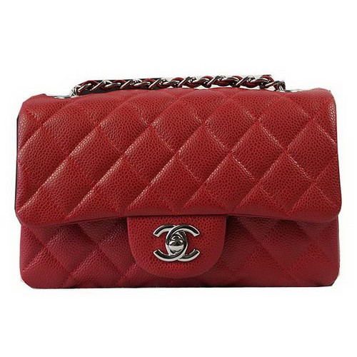 Chanel Classic MINI Flap Bag Red Cannage Pattern CF1119 Plata