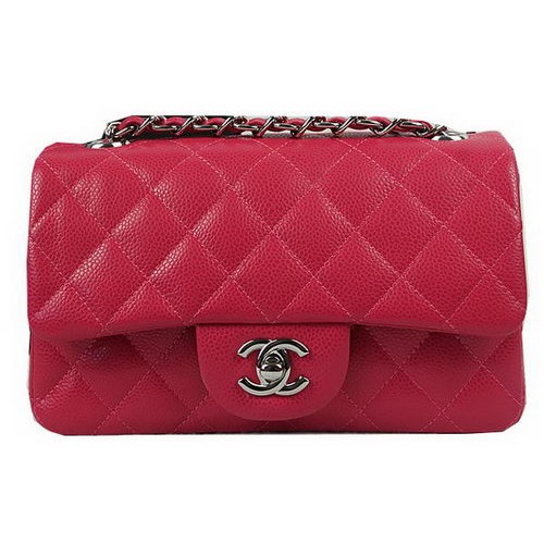 Chanel Classic MINI Bolso con solapa Rose Cannage Pattern CF1119 Plata