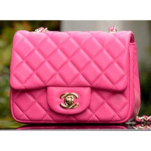 Chanel Classic MINI Bolso con solapa Piel de oveja rosa A37585 Oro