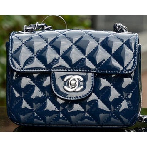 Chanel Classic MINI Flap Bag Royal Charol A1115 Plata