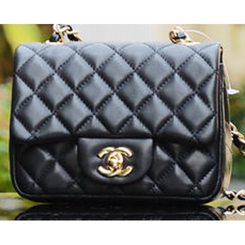 Chanel Classic MINI Flap Bag Piel de oveja A1115 Negro