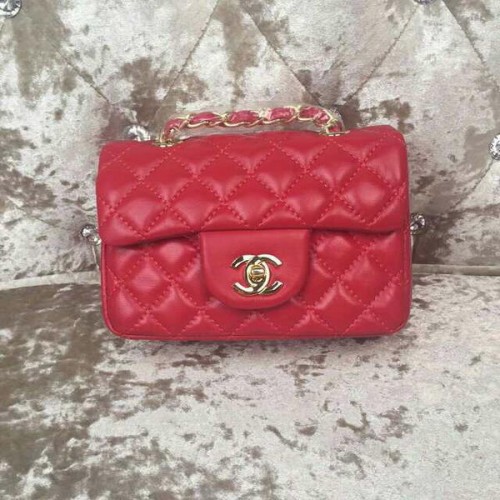 Chanel Classic MINI Flap Bag Piel de oveja A1115 Rojo