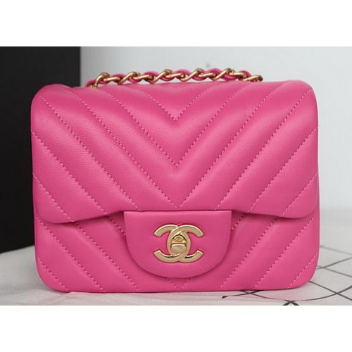 Chanel Classic MINI Flap Bag Piel de oveja A1115 Rosa