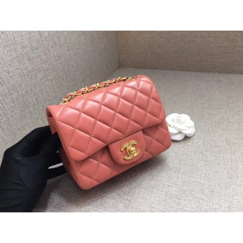 Chanel Classic MINI Flap Bag original piel de oveja A1115 cadena de oro rosa