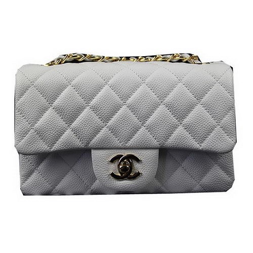 Chanel Classic MINI Flap Bag Blanco Patrón Cannage CF1119 Oro