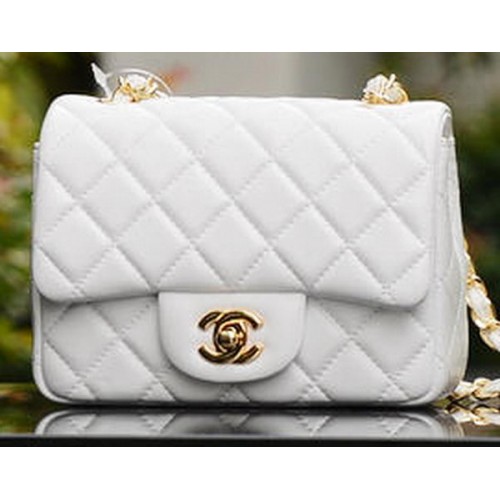 Chanel Classic MINI Flap Bag Piel de oveja blanca A37585 Oro