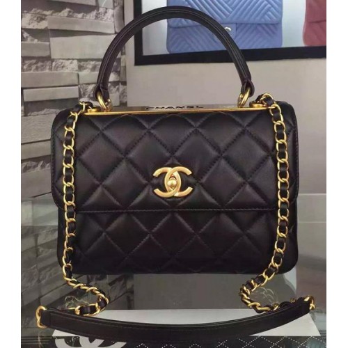 Chanel Classic Top Flap Bolso Negro Cuero Original A98079 Oro