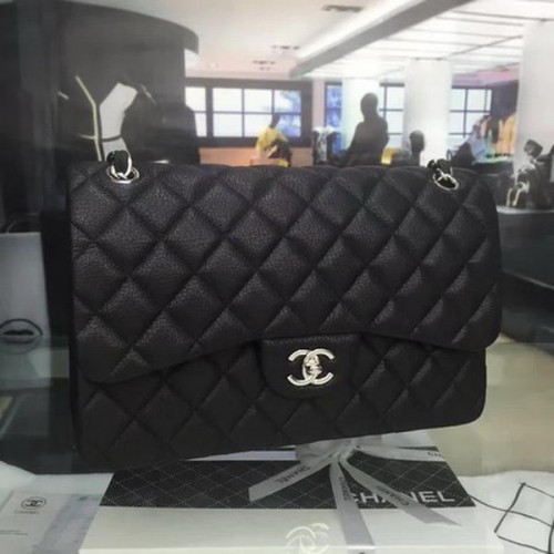 Chanel Classic Top Flap Bag Original Deerskin Leather CHA5212 Negro
