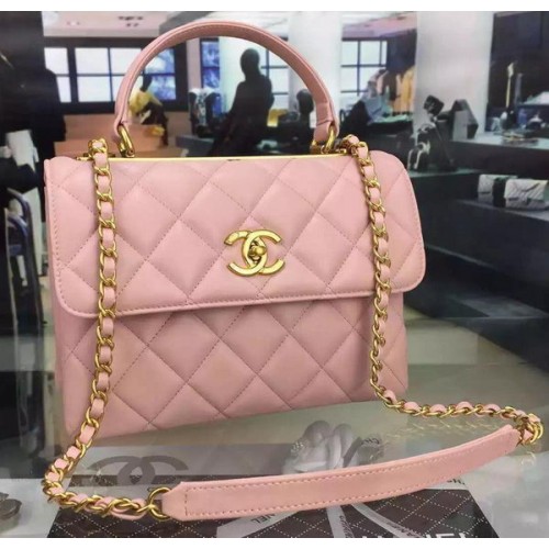 Chanel Classic Top Flap Bag Cuero original A98079 Rosa