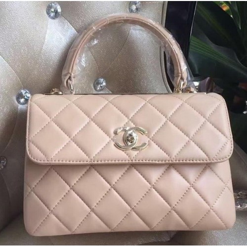 Chanel Classic Top Flap Bag Cuero de piel de oveja original A92236 Albaricoque