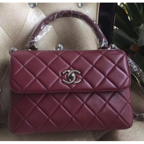 Chanel Classic Top Flap Bag Cuero de piel de oveja original A92236 Borgoña