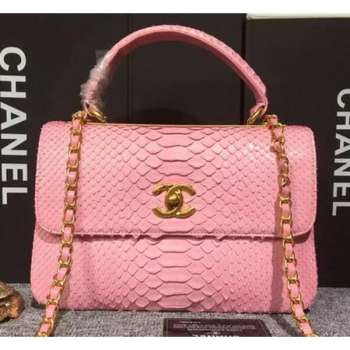 Chanel Classic Top Flap Bag Original Snake Leather A90095 Rosa