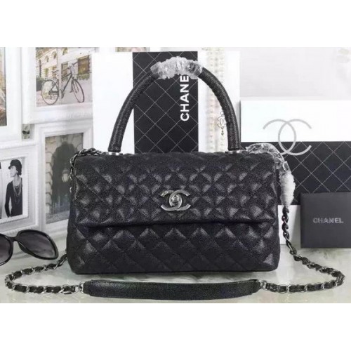 Chanel Classic Top Handle Bag Cannage Pattern A92991 Negro
