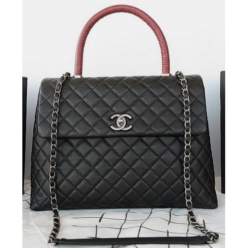 Chanel Classic Top Handle Bag Original Cannage Pattern A92993 Negro