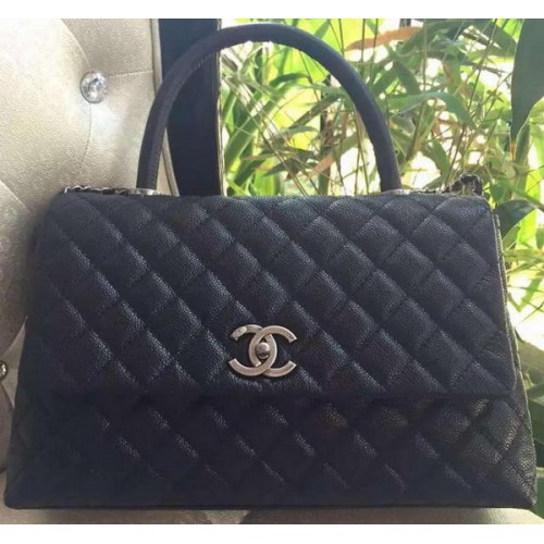 Chanel Classic Top Handle Bag Original Cannage Pattern A95168 Negro