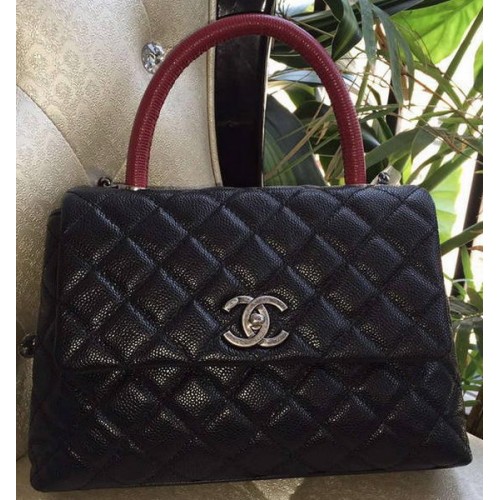 Chanel Classic Top Handle Bag Original Cannage Pattern A95169 Black&Red