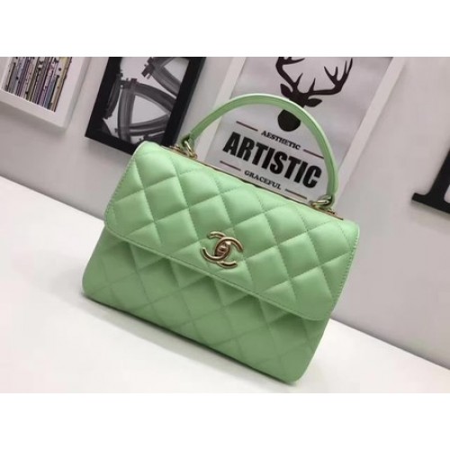 Chanel Classic Top Handle Bag Original Piel de Oveja A92991 Verde