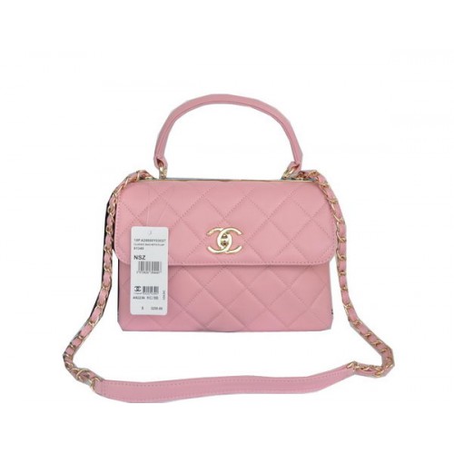 Chanel Classic Top Handle Bag Original Piel de Oveja CHA92236 Rosa