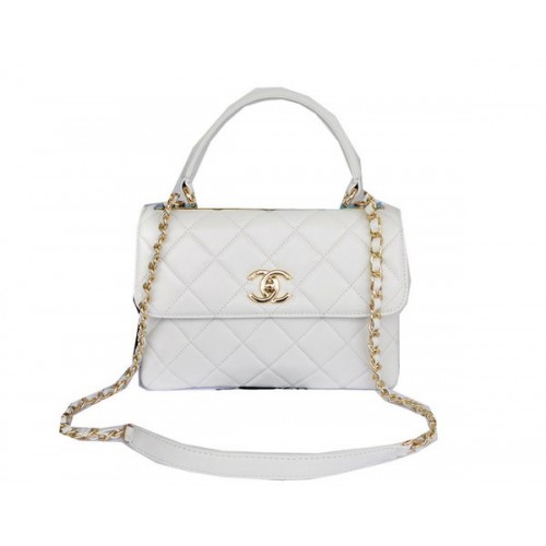 Chanel Classic Top Handle Bag Original Sheepskin Leather CHA92236 Blanco