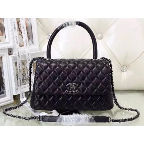 Chanel Classic Top Handle Bag Piel de oveja A92991 Negro