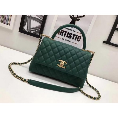 Chanel Classic Top Handle Bag Piel de oveja A92991 Verde
