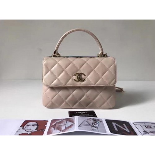 Chanel Bolso clásico con asa superior Piel de oveja CHA2371 Blanco roto