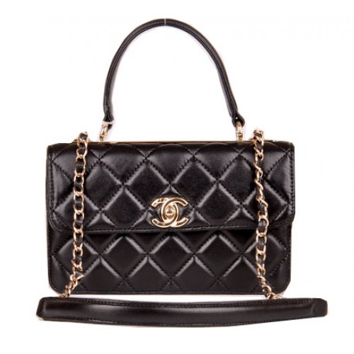 Chanel Classic Top Handle Bag Piel de oveja CHA92236 Negro