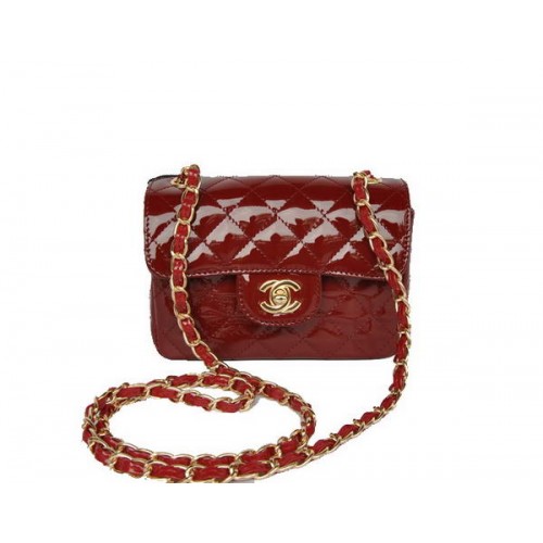 Venta al por mayor Chanel Classic mini Flap Bag 1115 Bordeaux Patent Gold Hardware