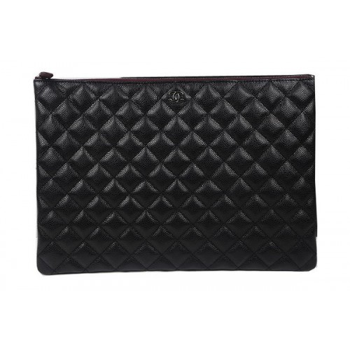 Chanel Bolso De Mano Negro Original Patrón Cannage A69254 A69253 A69252 Plata
