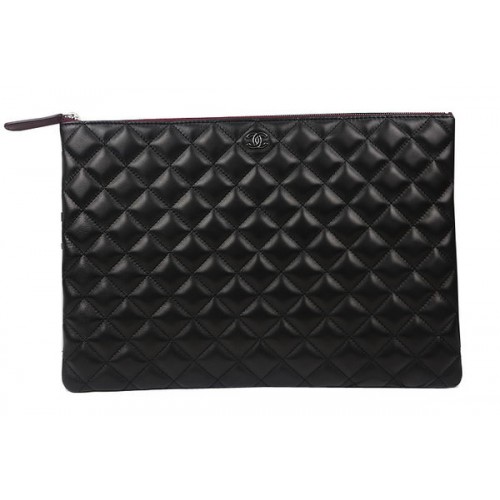 Chanel Bolso De Mano Negro Original Piel De Oveja A69254 A69253 A69252 Plata